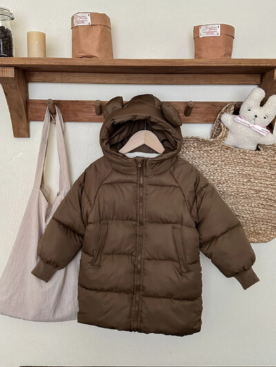 2024 Νέο παιδικό χειμωνιάτικο μπουφάν για κορίτσια με βαμβακερή επένδυση πάρκα μωρού με μασίφ παλτό Παιδικά με μακριά κουκούλα αδιάβροχα παχιά χιονοφόρα