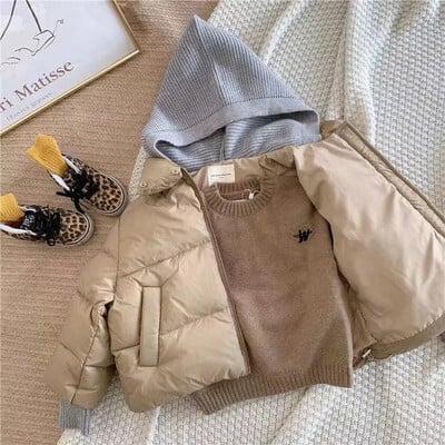 2023 Νέο χειμωνιάτικο μωρό νήπιο αγόρι Κορεάτικο στυλ πλεκτό μπουφάν με κουκούλα παλτό σακάκι Παχύ ρούχα για εξωτερικούς χώρους 2-7 ΕΤΩΝ