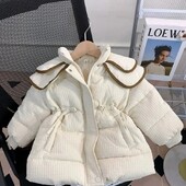 Βαμβακερό μπουφάν για κοριτσάκια χειμερινά ρούχα νέο στυλ δυτικού τύπου παιδικό βαμβακερό παλτό με κουκούλα με φλις και βαμβακερό κλιπ