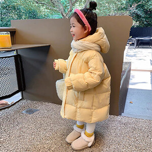 Parka Snowsuit žieminis 3–9 metų vaikiškas šiltas pūkinis striukė mergaitei, paltai, madingi vaikiški viršutiniai drabužiai su gobtuvu.