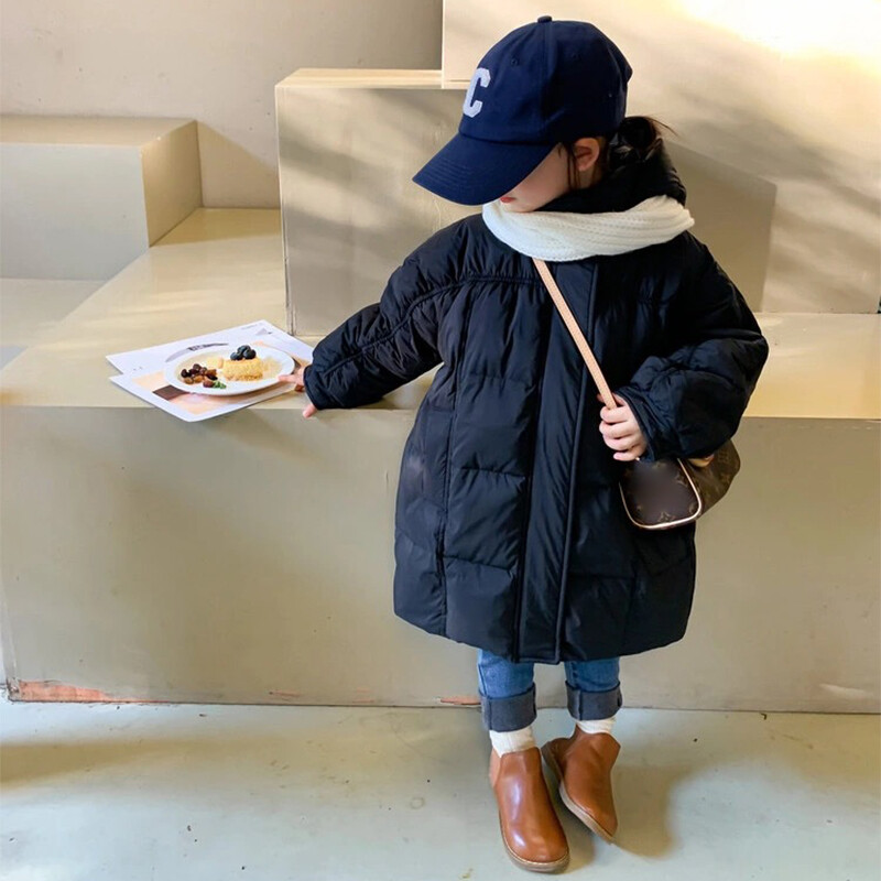 Parka Snowsuit žieminis 3–9 metų vaikiškas šiltas pūkinis striukė mergaitei, paltai, madingi vaikiški viršutiniai drabužiai su gobtuvu.