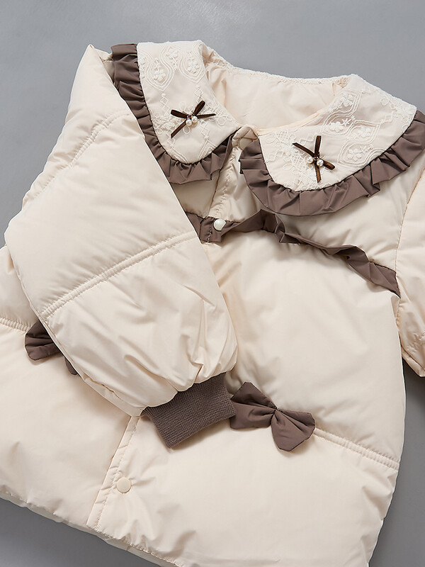 2024. gada ziemas rudens zīdaiņiem, kokvilnas polsterēts atloks, kā arī pīļu dūnu samta meiteņu jaka, kabata, silti virsdrēbes, mazuļu meiteņu mētelis