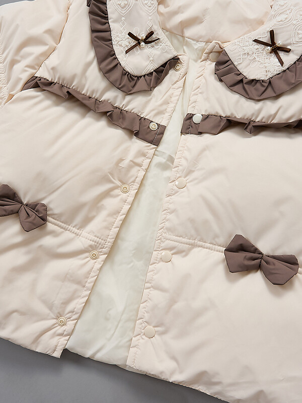 2024. gada ziemas rudens zīdaiņiem, kokvilnas polsterēts atloks, kā arī pīļu dūnu samta meiteņu jaka, kabata, silti virsdrēbes, mazuļu meiteņu mētelis