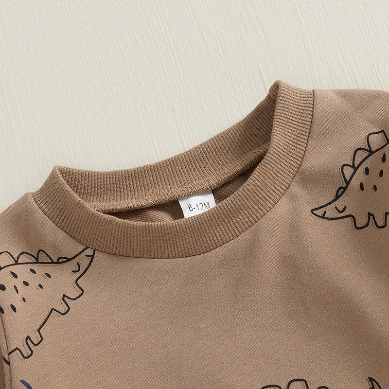Pavasario rudens kūdikių vaikiški gobtuvai 0–4 m. berniukų laisvalaikio drabužiai Dinozaurų raštais megztinis, vaikiškas laisvalaikio viršus