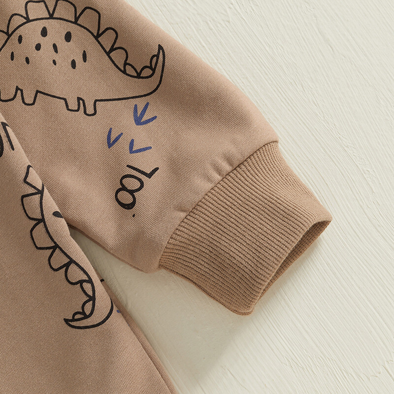 Pavasario rudens kūdikių vaikiški gobtuvai 0–4 m. berniukų laisvalaikio drabužiai Dinozaurų raštais megztinis, vaikiškas laisvalaikio viršus