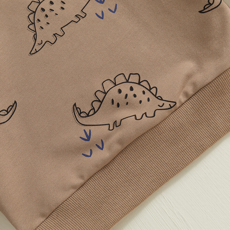 Pavasario rudens kūdikių vaikiški gobtuvai 0–4 m. berniukų laisvalaikio drabužiai Dinozaurų raštais megztinis, vaikiškas laisvalaikio viršus