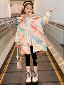 Trend Fashion Down Jacket για κορίτσια Πολύχρωμο αντιανεμικό παλτό με κουκούλα Χοντρά ζεστά βαμβακερά ρούχα για κορίτσια 3-15 ετών Κοριτσίστικο παλτό