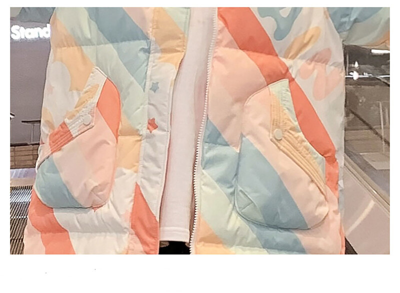 Trend Fashion Down Jacket για κορίτσια Πολύχρωμο αντιανεμικό παλτό με κουκούλα Χοντρά ζεστά βαμβακερά ρούχα για κορίτσια 3-15 ετών Κοριτσίστικο παλτό