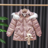 2 3 4 5 χρονών Baby girls Winter down Jacket Cute Bear παλτό για κορίτσια Parkas Fashion Bright Hooded Παιδικά αδιάβροχα πανωφόρια