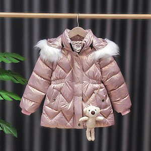 2 3 4 5 χρονών Baby girls Winter down Jacket Cute Bear παλτό για κορίτσια Parkas Fashion Bright Hooded Παιδικά αδιάβροχα πανωφόρια