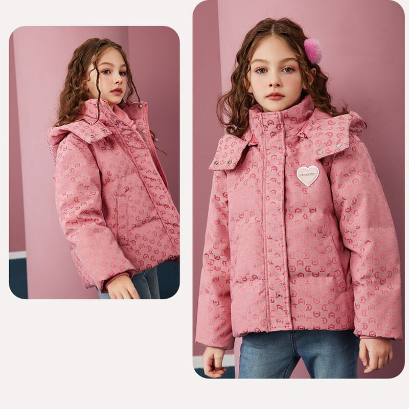 Žieminis šiltas, pastorintas pūkinis paltas mergaitėms su gobtuvu Striukė su gobtuvu Vaikiški viršutiniai drabužiai paaugliams, medvilniniai paminkštinti vaikiški Parkas TR269