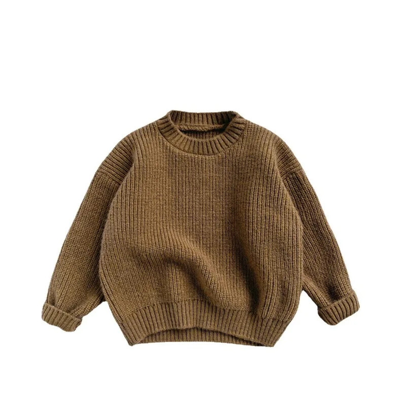 2024. aasta sügistalv Lastele paksem soe kampsun Korea stiilis Poiste ühevärviline kootud pullover Tüdrukute pehmed lahtised pikkade varrukatega topid