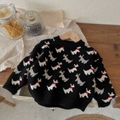 Παιδικό πουλόβερ 2024 Φθινόπωρο Χειμώνας Αγόρια, καρτούν πλεκτά σκύλου για κορίτσια Μαλακό, χαλαρό πλεκτό πουλόβερ με λαιμόκοψη