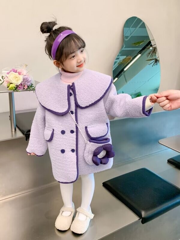 Vaikų laisvalaikio paltas mergaitėms Drabužiai 2023 m. rudens žiema Naujas mažylio paltas ilgomis rankovėmis viršutiniai drabužiai Vaikų mada