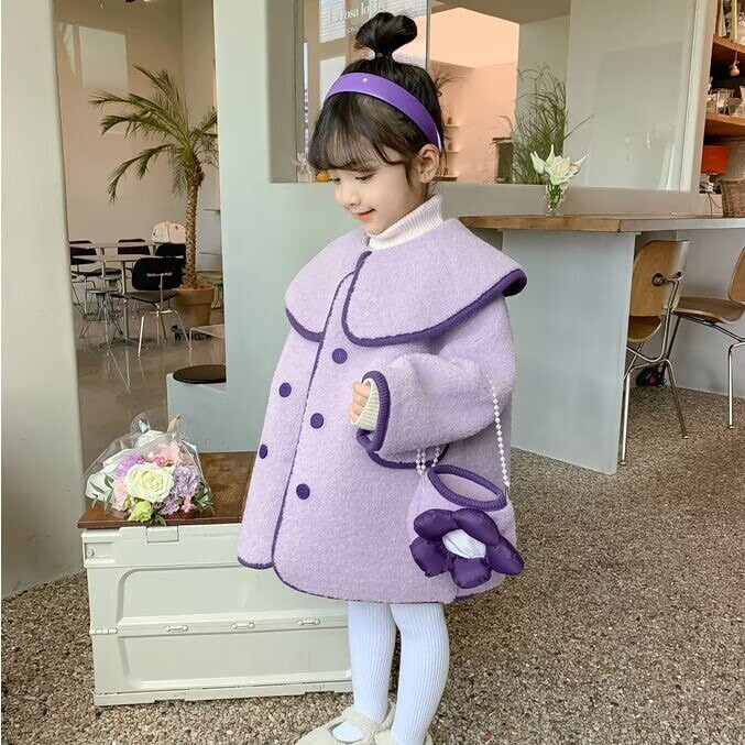 Vaikų laisvalaikio paltas mergaitėms Drabužiai 2023 m. rudens žiema Naujas mažylio paltas ilgomis rankovėmis viršutiniai drabužiai Vaikų mada