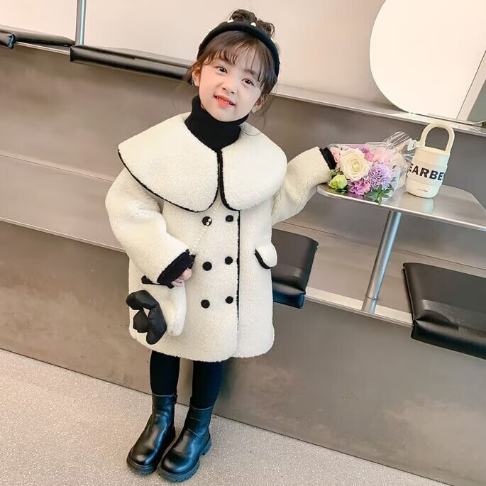 Vaikų laisvalaikio paltas mergaitėms Drabužiai 2023 m. rudens žiema Naujas mažylio paltas ilgomis rankovėmis viršutiniai drabužiai Vaikų mada