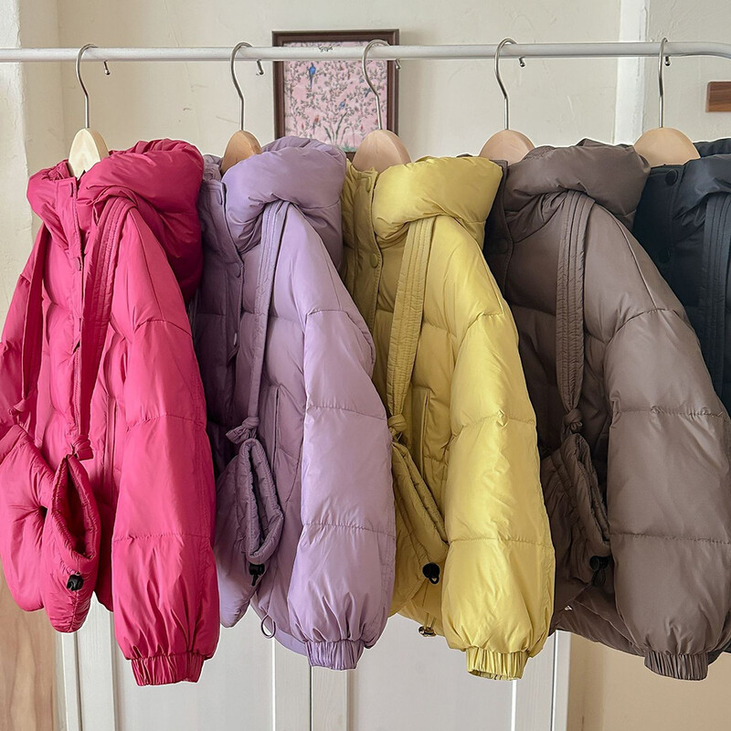 Téli baba lány kabátok koreai stílusú vastag, meleg kapucnis kacsatoll kabátok gyerekek parkok kesztyűvel gyermekruhák hóruha