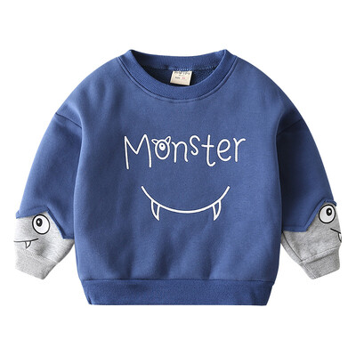 Rudens ziemas flīsa mazo zēnu džemperis kokvilnas biezs silts bērnu zēnu pulovers multfilma ar garām piedurknēm Monster Kid Boy top