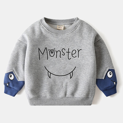 Rudens ziemas flīsa mazo zēnu džemperis kokvilnas biezs silts bērnu zēnu pulovers multfilma ar garām piedurknēm Monster Kid Boy top