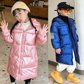 Φθινόπωρο Χειμώνας για κορίτσια Μπουφάν για αγόρια Keep Warm Duck Down Thicken Παιδικό μπουφάν Μονόχρωμο φερμουάρ Μακριά εξωτερικά ρούχα Παιδικά ρούχα