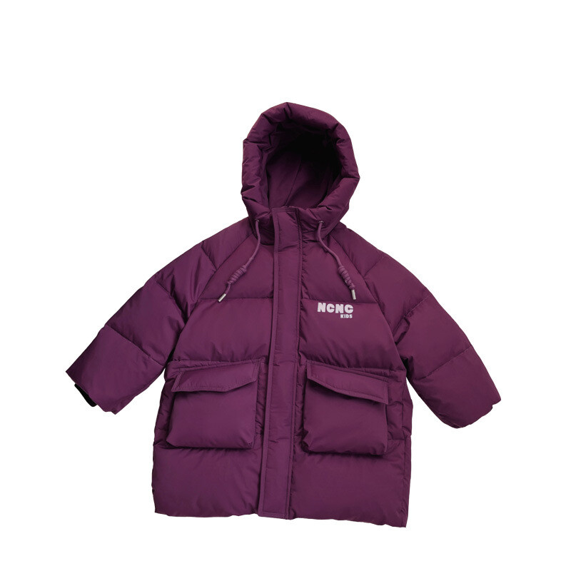 Gyerek hosszú pehelykabátok Téli vastag, meleg kapucnis kabátok Őszi lányok fiúk divatos pamut ruhák új fehér kacsa pehelykabát