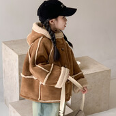 Νέο φθινοπωρινό και χειμώνα για κορίτσια με κουκούλα από φλις γούνα μονοκόμματο και χοντρό μοντέρνο βαμβακερό μπουφάν ζεστό πάρτι για 1-10 χρόνια