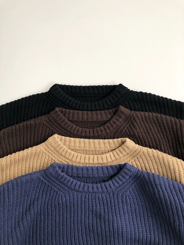 2024 m. Ruduo Naujas Vaikiškas megztinis ilgomis rankovėmis O formos iškirpte Tvirtas kūdikio megztinis megztinis berniukams Mergaitėms Medvilninis trikotažas Vaikiški drabužiai