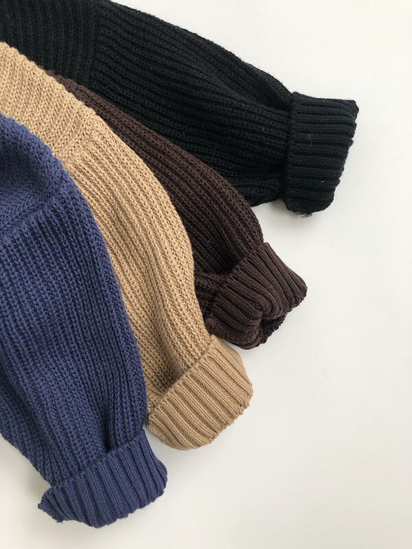 2024 m. Ruduo Naujas Vaikiškas megztinis ilgomis rankovėmis O formos iškirpte Tvirtas kūdikio megztinis megztinis berniukams Mergaitėms Medvilninis trikotažas Vaikiški drabužiai