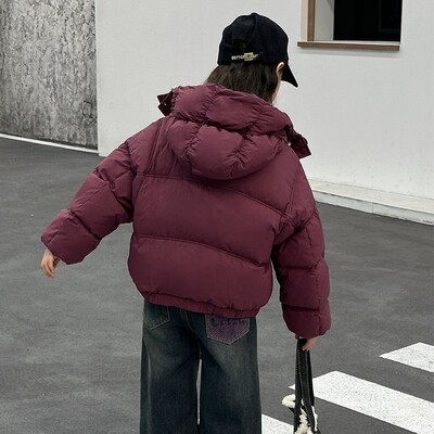 Μόδα Parka για κορίτσια με κουκούλα με κουκούλα Κοντά, χαλαρά, καθημερινά παιδικά παλτό Τσέπη ζεστό παιδικό βαμβακερό ζεστό μπουφάν TR218