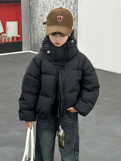 Μόδα Parka για κορίτσια με κουκούλα με κουκούλα Κοντά, χαλαρά, καθημερινά παιδικά παλτό Τσέπη ζεστό παιδικό βαμβακερό ζεστό μπουφάν TR218