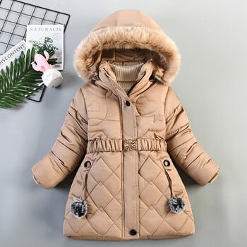 2024 Νέο χειμωνιάτικο μπουφάν για κορίτσια Keep Warm Fur Collar Fashion Παιδικό παλτό με κουκούλα και φερμουάρ για κορίτσια Εξωτερικά ρούχα 4-10 ετών Παιδικά ρούχα