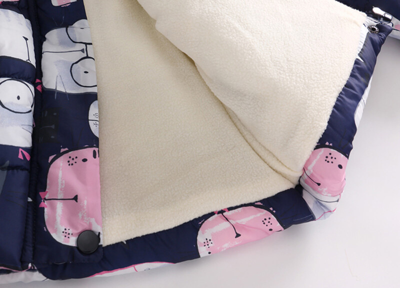 Téli baba lányok rajzfilm nyomtatott hosszú, tömör dzseki gyerekeknek melegen tart vastag kabátok gyerek lányok felsőruházat lány ruhák