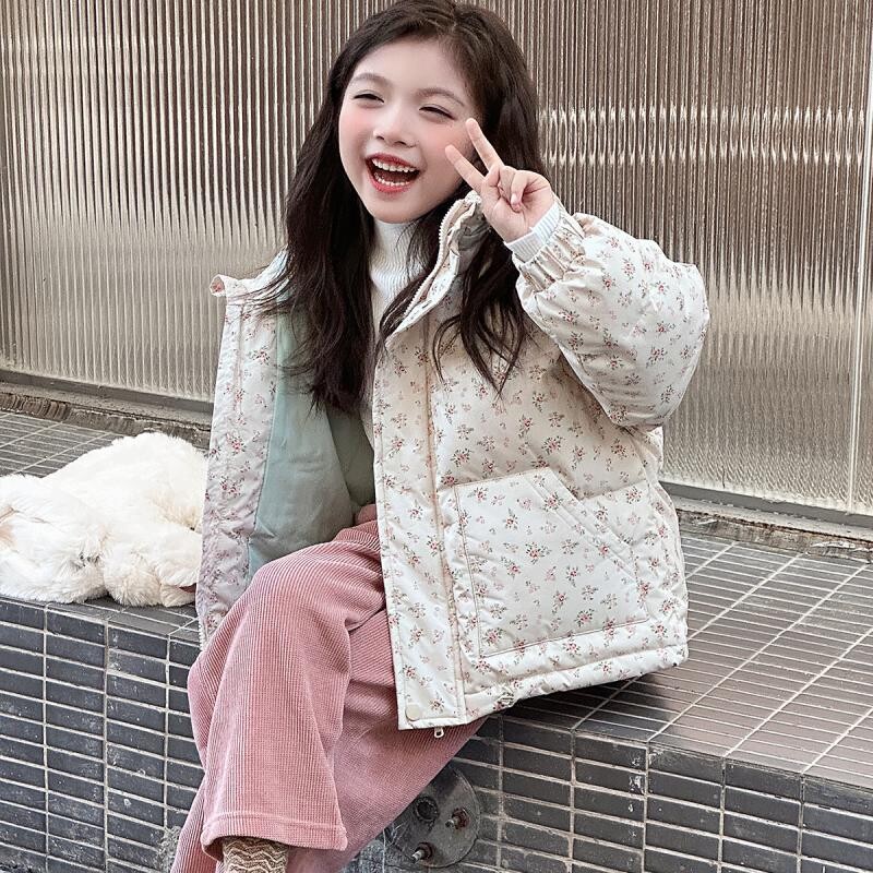 Χειμερινό νέο λουλουδάτο και βελούδινο χοντρό καρτούν Χαριτωμένο, αντιανεμικό, ζεστό μακρυμάνικο, μοντέρνο βαμβακερό μπουφάν