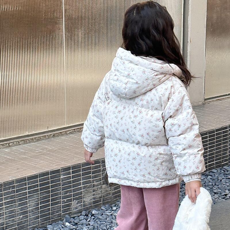 Χειμερινό νέο λουλουδάτο και βελούδινο χοντρό καρτούν Χαριτωμένο, αντιανεμικό, ζεστό μακρυμάνικο, μοντέρνο βαμβακερό μπουφάν