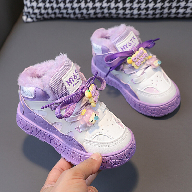 Žieminiai medvilniniai batai vaikams Rožiniai mieli animaciniai batai berniukams mergaitėms sniego batai stori šilti pliušiniai nauji žieminiai sportiniai batai vaikams