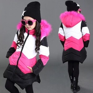 2024 Rudens ir žiemos nauji mergaičių rūbai vaikiškas žieminis vidutinio ilgio paltas pastorintas laisvalaikis medvilne paminkštintas paltas