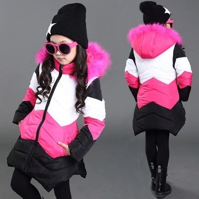 2024 Rudens ir žiemos nauji mergaičių rūbai vaikiškas žieminis vidutinio ilgio paltas pastorintas laisvalaikis medvilne paminkštintas paltas