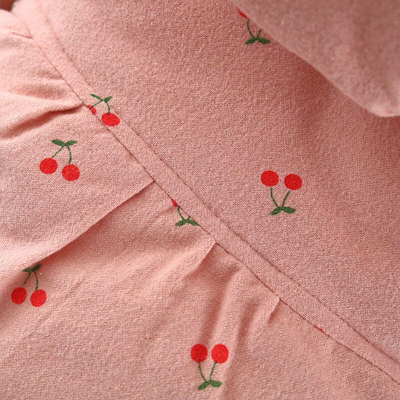 Meiteņu kokvilnas jaka ar ķiršu apdruku ar biezām garām piedurknēm siltumam un modei, nāk ar to pašu somiņu