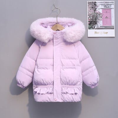 Mergaičių pūkinė striukė Medvilnė nuo vėjo