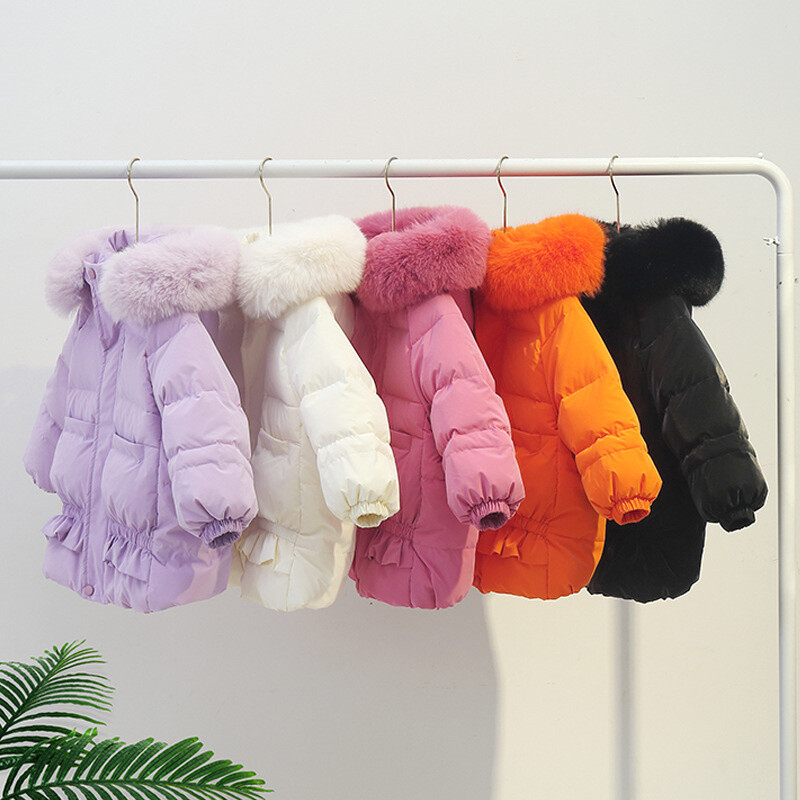 Mergaičių pūkinė striukė Medvilnė nuo vėjo