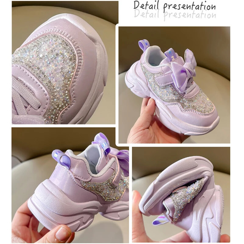 Φθινοπωρινά παπούτσια πριγκίπισσας για κορίτσια Παπούτσια για λουλούδια με φιόγκο Παιδικά παπούτσια για νήπια για κορίτσια Άνετα παπούτσια χορού με μαλακή σόλα με παγιέτες