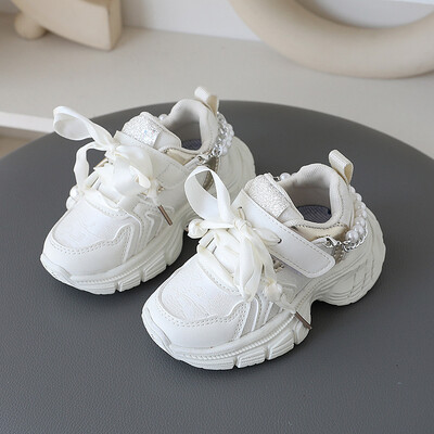 Lanac Dječje cipele Tenisice za djevojčice Vrpce Dječja sportska obuća Trendy Pink Casual Dnevne udobne tenisice za trčanje H06186