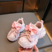 Παιδικά αθλητικά παπούτσια Ροζ αθλητικά παπούτσια για κορίτσια Παιδικά κορδόνια παπιγιόν 2023 Φθινόπωρο Παιδική Μόδα Heig Αύξηση Casual Trainers 27-37