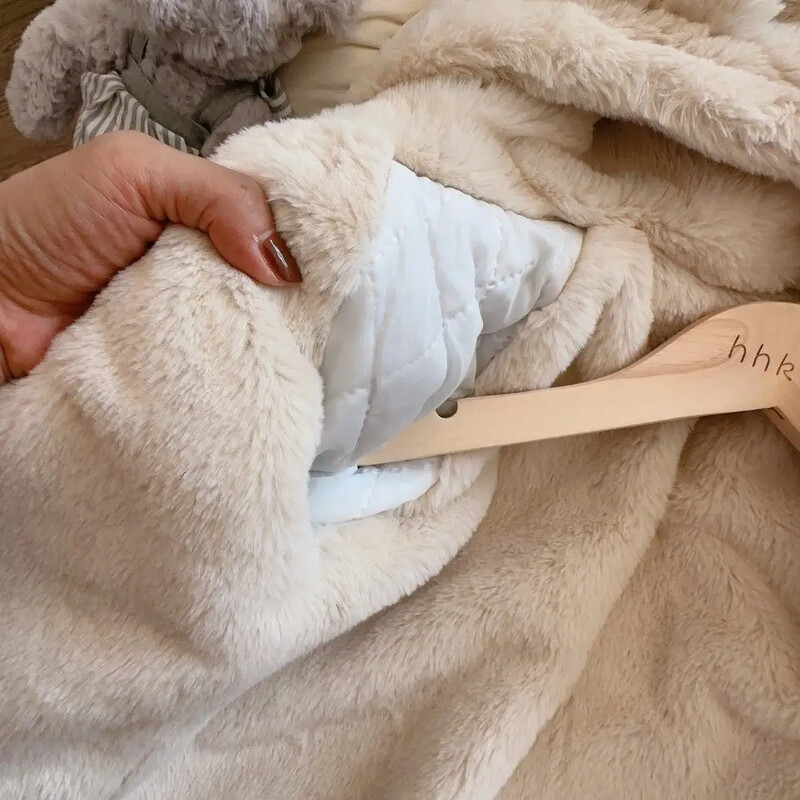 Toamnă Iarnă îngroșă Jachetă de blugi pentru fetițe, cu glugă, urechi de iepure de pluș, pentru fete, copii, îmbrăcăminte exterioară, 2-8 ani