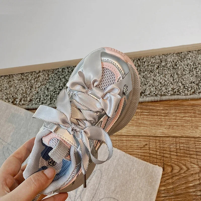 Vaikiški bėgimo bateliai mergaičių mokykliniai rudens kalnų krištoliniai laisvalaikio sportiniai bateliai neslystančiais dryželiais krepšinio bateliai sportbačiai Patogus