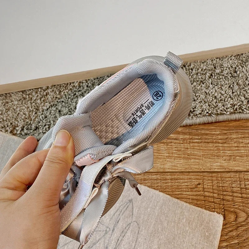 Vaikiški bėgimo bateliai mergaičių mokykliniai rudens kalnų krištoliniai laisvalaikio sportiniai bateliai neslystančiais dryželiais krepšinio bateliai sportbačiai Patogus