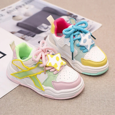 Detské tenisové topánky, všestranné pre dievčatá, tenisky, módne, ležérne, 2024, nové školské bežecké topánky s roztomilými hviezdičkami, protišmykové