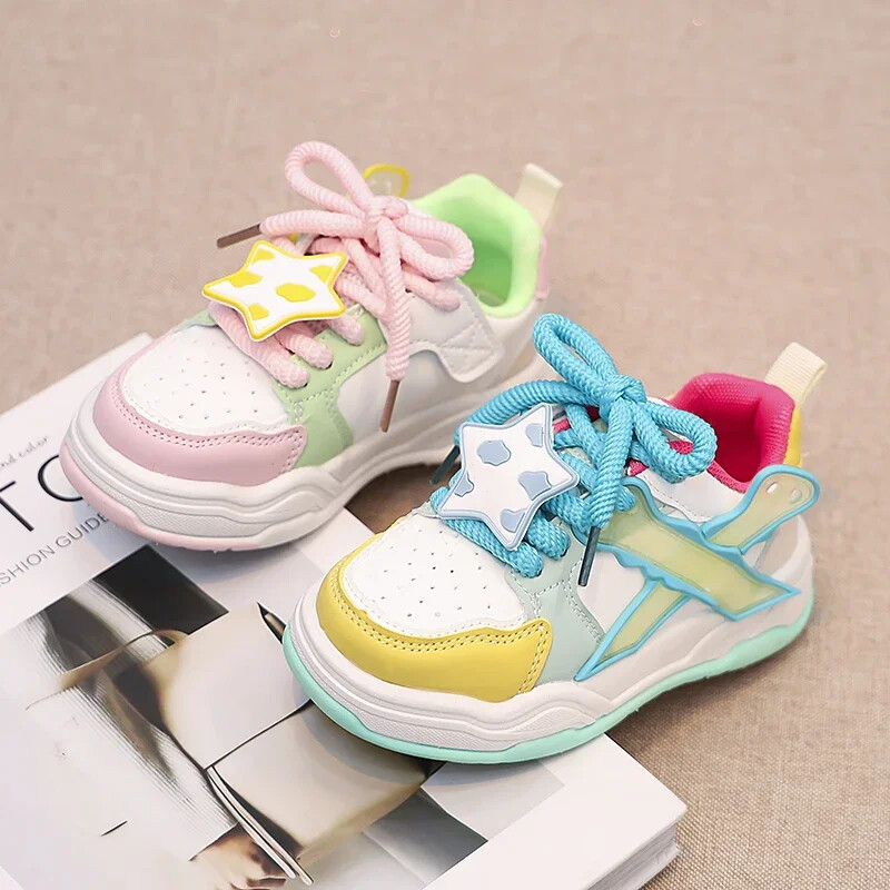 Detské tenisové topánky, všestranné pre dievčatá, tenisky, módne, ležérne, 2024, nové školské bežecké topánky s roztomilými hviezdičkami, protišmykové