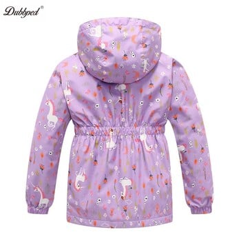 Dubbped Kids Girls Unicorn Purple Rain Jacket Водоустойчиво палто Леко качулка Дъждобрани с топла подплата Windbreakers 3-12Y