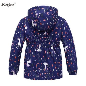 Dubbped Kids Girls Unicorn Purple Rain Jacket Водоустойчиво палто Леко качулка Дъждобрани с топла подплата Windbreakers 3-12Y